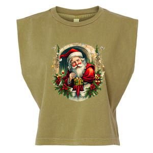 Christmas Spirit Santa Illustration Garment-Dyed Women's Muscle Tee