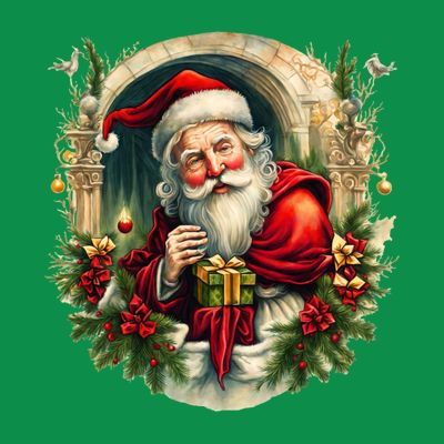Christmas Spirit Santa Illustration T-Shirt