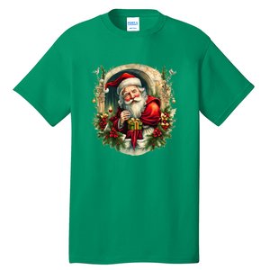 Christmas Spirit Santa Illustration Tall T-Shirt