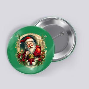 Christmas Spirit Santa Illustration Button