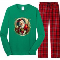 Christmas Spirit Santa Illustration Long Sleeve Pajama Set