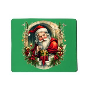 Christmas Spirit Santa Illustration Mousepad