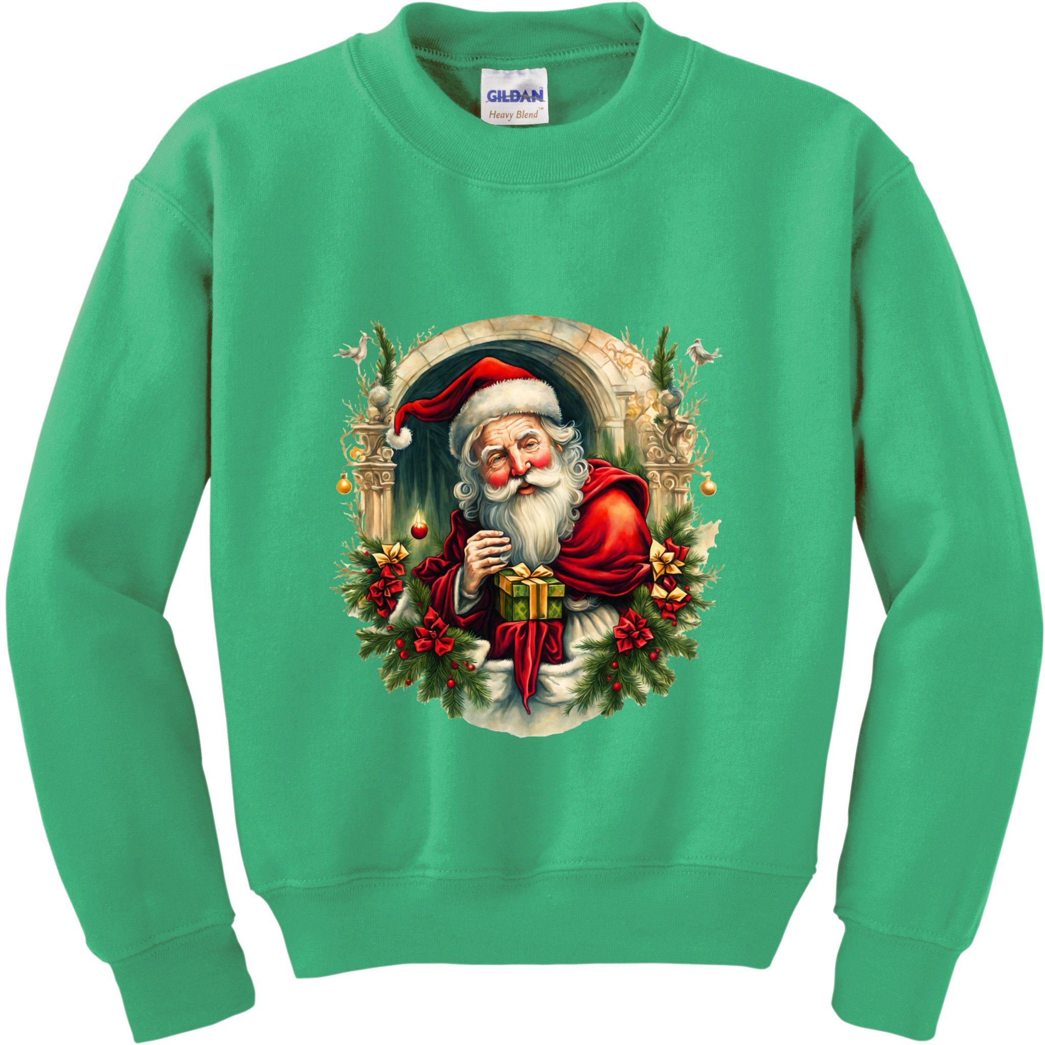 Christmas Spirit Santa Illustration Kids Sweatshirt