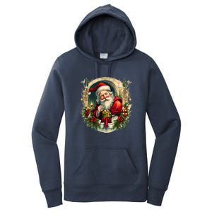 Christmas Spirit Santa Illustration Women's Pullover Hoodie