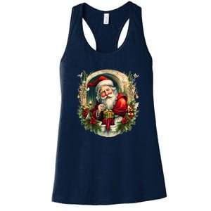 Christmas Spirit Santa Illustration Women's Racerback Tank