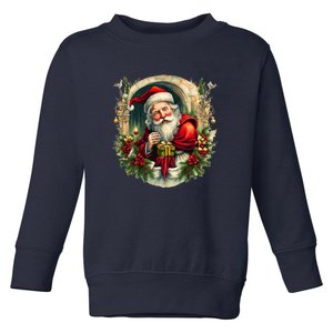 Christmas Spirit Santa Illustration Toddler Sweatshirt