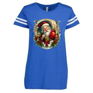 Christmas Spirit Santa Illustration Enza Ladies Jersey Football T-Shirt