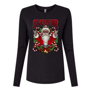 Christmas Sleigher Santa Rock Xmas Rocker Gift Womens Cotton Relaxed Long Sleeve T-Shirt