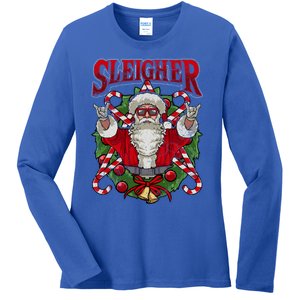 Christmas Sleigher Santa Rock Xmas Rocker Gift Ladies Long Sleeve Shirt