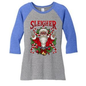 Christmas Sleigher Santa Rock Xmas Rocker Gift Women's Tri-Blend 3/4-Sleeve Raglan Shirt