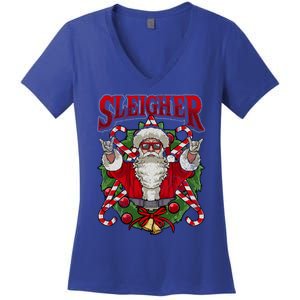 Christmas Sleigher Santa Rock Xmas Rocker Gift Women's V-Neck T-Shirt