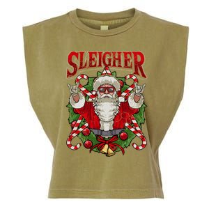 Christmas Sleigher Santa Rock Xmas Rocker Gift Garment-Dyed Women's Muscle Tee