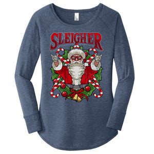 Christmas Sleigher Santa Rock Xmas Rocker Gift Women's Perfect Tri Tunic Long Sleeve Shirt