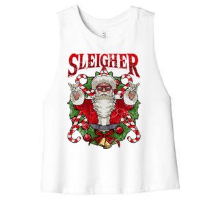 Christmas Sleigher Santa Rock Xmas Rocker Gift Women's Racerback Cropped Tank