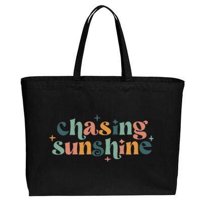 Chasing Sunshine Summer Lake Vibes Beach Summer Vacation Cotton Canvas Jumbo Tote