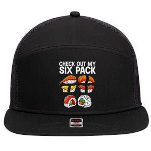 Cool Sushi Salmon Sushi Lovers Japanese Food 7 Panel Mesh Trucker Snapback Hat