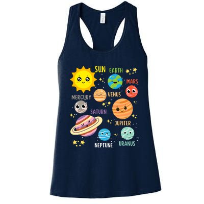 Cute Solar Systems Astronomy Boy Girl Women's Racerback Tank