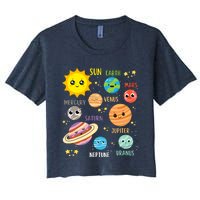 Cute Solar Systems Astronomy Boy Girl Women's Crop Top Tee