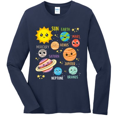 Cute Solar Systems Astronomy Boy Girl Ladies Long Sleeve Shirt