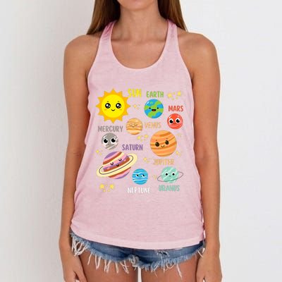 Cute Solar Systems Astronomy Boy Girl Women's Knotted Racerback Tank