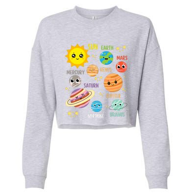 Cute Solar Systems Astronomy Boy Girl Cropped Pullover Crew