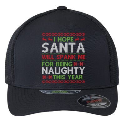 Christmas Santa Spank Naughty Ugly Christmas Sweater Great Gift Flexfit Unipanel Trucker Cap