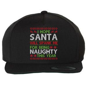 Christmas Santa Spank Naughty Ugly Christmas Sweater Great Gift Wool Snapback Cap