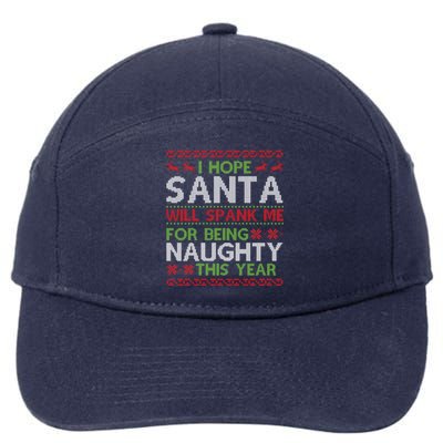 Christmas Santa Spank Naughty Ugly Christmas Sweater Great Gift 7-Panel Snapback Hat