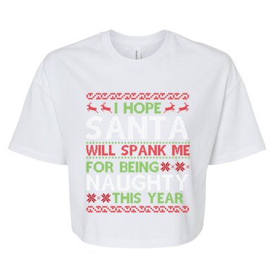 Christmas Santa Spank Naughty Ugly Christmas Sweater Great Gift Bella+Canvas Jersey Crop Tee