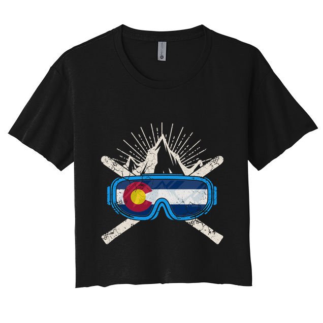 Colorado Skiing Ski Cute Gift Hooded Gift Crop Top