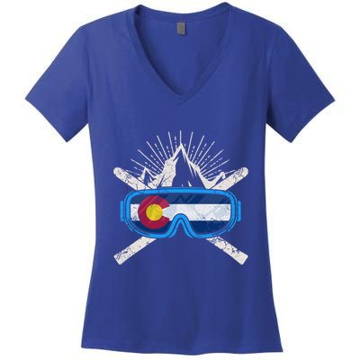 Colorado Skiing Ski Cute Gift Hooded Gift Women's V-Neck T-Shirt
