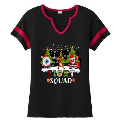 Christmas Sight Squad Santa Reindeer Dabbing Optometrist Ladies Halftime Notch Neck Tee