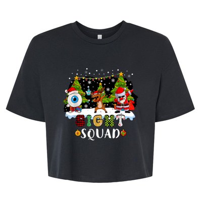 Christmas Sight Squad Santa Reindeer Dabbing Optometrist Bella+Canvas Jersey Crop Tee