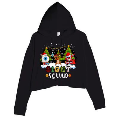 Christmas Sight Squad Santa Reindeer Dabbing Optometrist Crop Fleece Hoodie