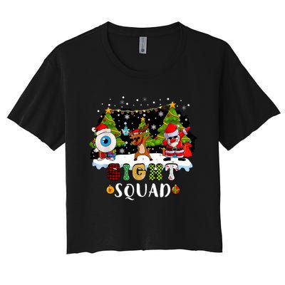 Christmas Sight Squad Santa Reindeer Dabbing Optometrist Women's Crop Top Tee