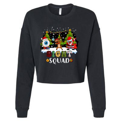 Christmas Sight Squad Santa Reindeer Dabbing Optometrist Cropped Pullover Crew