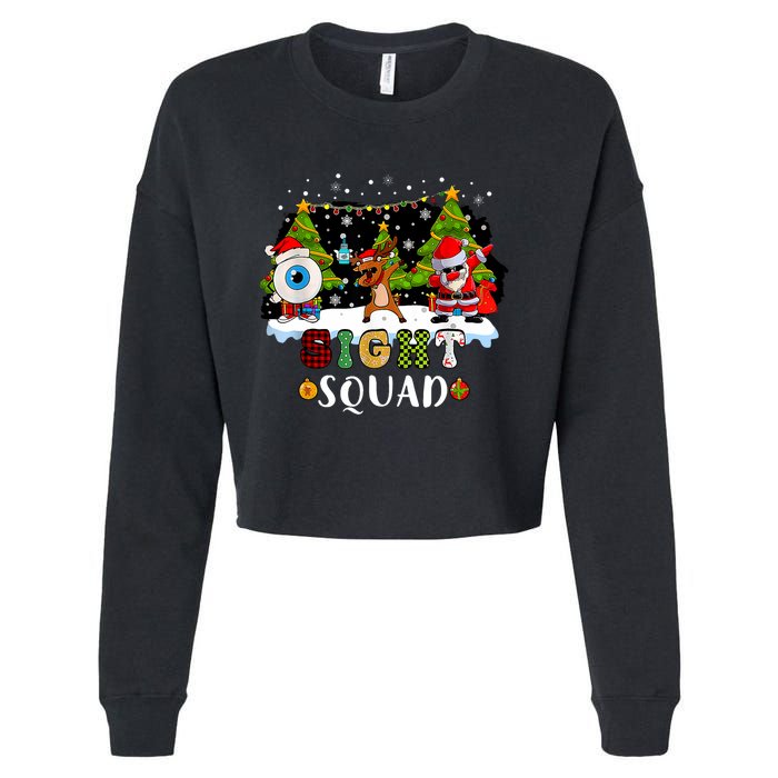 Christmas Sight Squad Santa Reindeer Dabbing Optometrist Cropped Pullover Crew