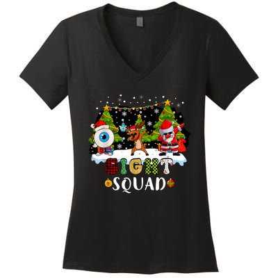 Christmas Sight Squad Santa Reindeer Dabbing Optometrist Women's V-Neck T-Shirt