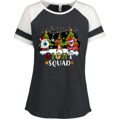 Christmas Sight Squad Santa Reindeer Dabbing Optometrist Enza Ladies Jersey Colorblock Tee