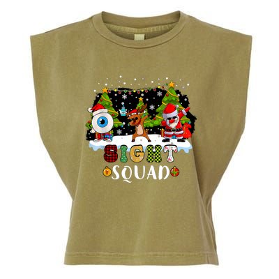 Christmas Sight Squad Santa Reindeer Dabbing Optometrist Garment-Dyed Women's Muscle Tee