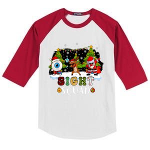 Christmas Sight Squad Santa Reindeer Dabbing Optometrist Kids Colorblock Raglan Jersey