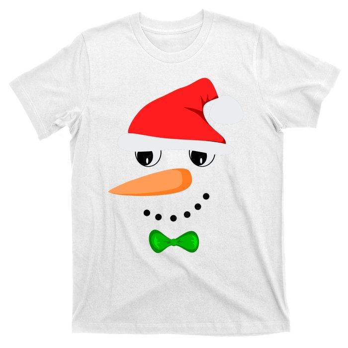 Cute Santa Snowman Face Funny Christmas Snowman Costume T-Shirt