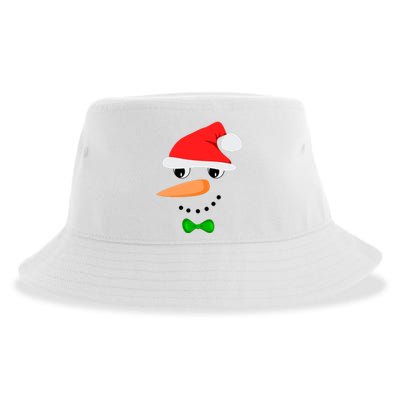 Cute Santa Snowman Face Funny Christmas Snowman Costume Sustainable Bucket Hat