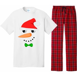 Cute Santa Snowman Face Funny Christmas Snowman Costume Pajama Set