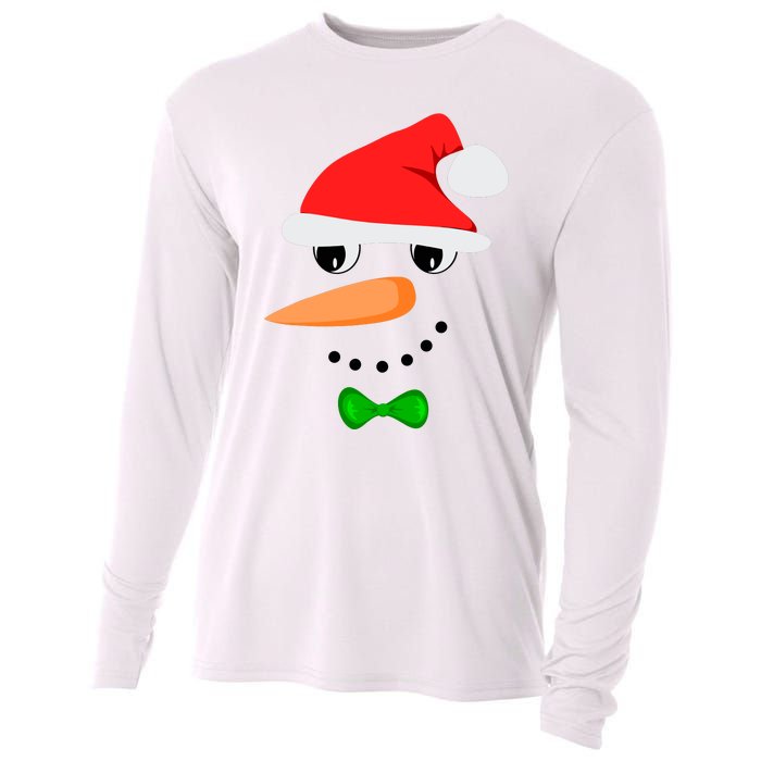 Cute Santa Snowman Face Funny Christmas Snowman Costume Cooling Performance Long Sleeve Crew