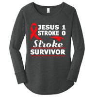 Christian Stroke Survivor Awareness Red Ribbon Brain Attack Women's Perfect Tri Tunic Long Sleeve Shirt