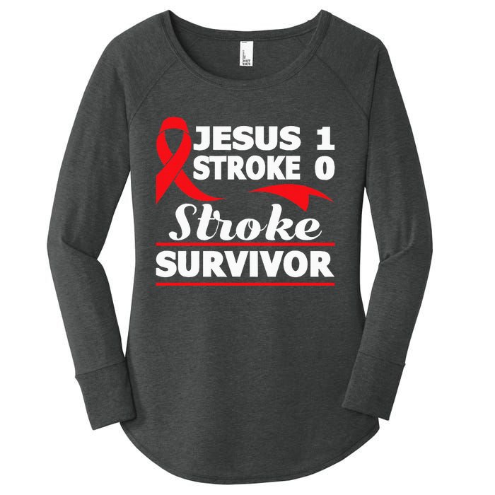 Christian Stroke Survivor Awareness Red Ribbon Brain Attack Women's Perfect Tri Tunic Long Sleeve Shirt