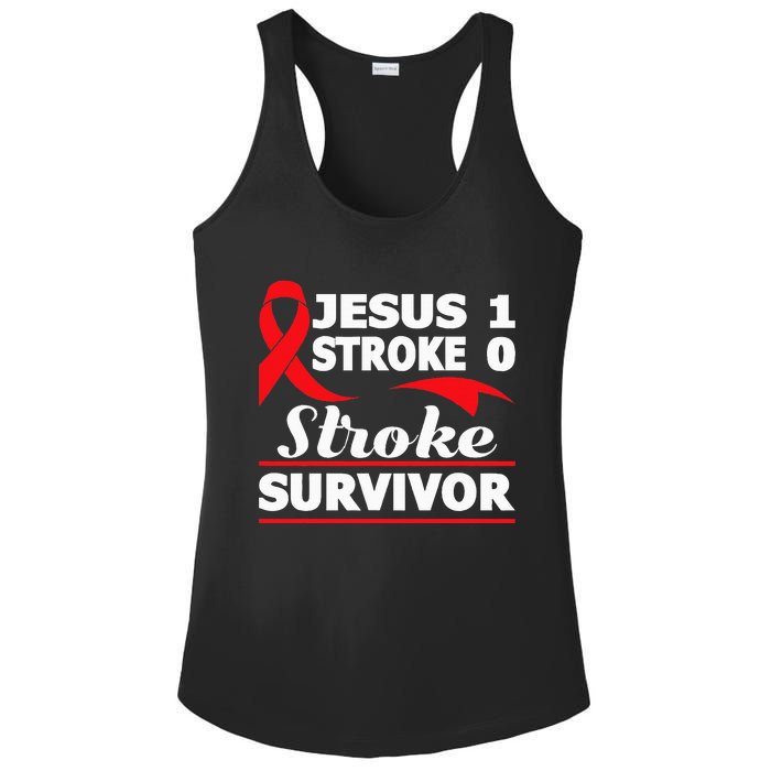 Christian Stroke Survivor Awareness Red Ribbon Brain Attack Ladies PosiCharge Competitor Racerback Tank