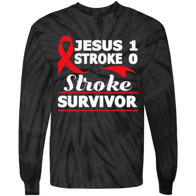 Christian Stroke Survivor Awareness Red Ribbon Brain Attack Tie-Dye Long Sleeve Shirt