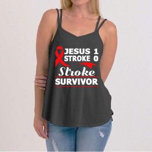 Christian Stroke Survivor Awareness Red Ribbon Brain Attack Women's Strappy Tank